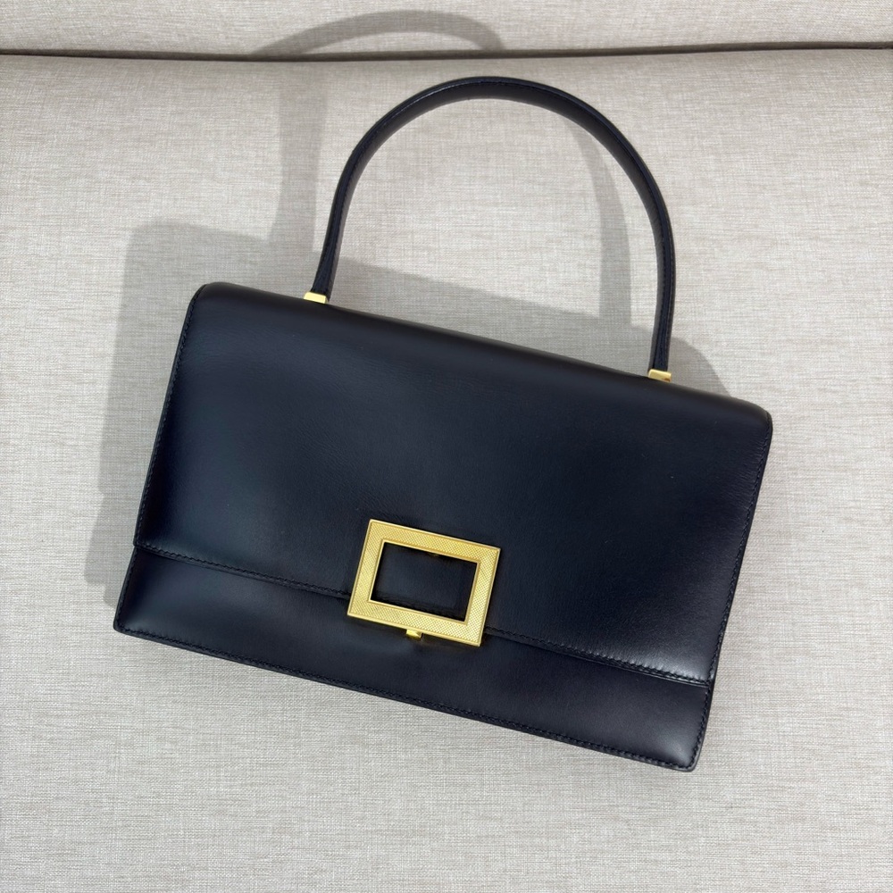 SOLD - HERMÈS Black Box Calf Leather Top Handle Bag GHW - Picture 7 of 17